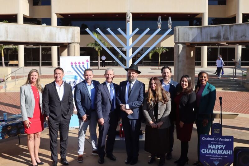 Image for the Tweet beginning: Today’s annual menorah lighting at