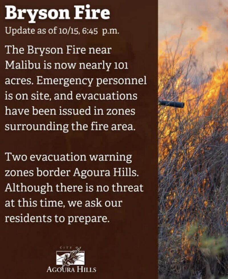 Image for the Tweet beginning: Info from the @CityAgouraHills 

The